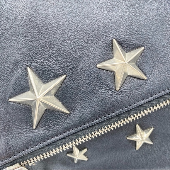 Jimmy Choo Black Leather Studded Foldover
Clutch with silver hardware - Picture 2 of 14